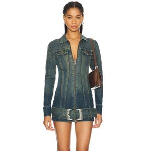 NWT Jaded London Steel City Belted Denim Mini Dress Size 0